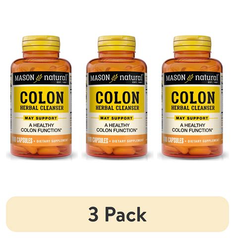 (3 pack) Mason Natural Herbal Colon Cleanser - Healthy Bowel Function & Detoxification, 100 ...