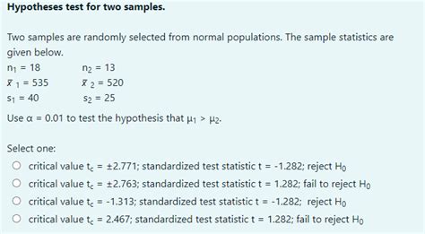 Image result for Hypothesis Test with Two Samples Example