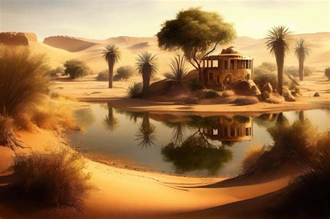 Premium AI Image | Serene oasis of calm surrounded by a hot and dusty ...