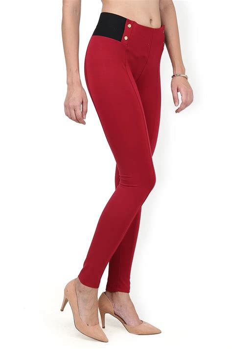 Anaya Red Skinny Fit Trousers for Women – Lakshita