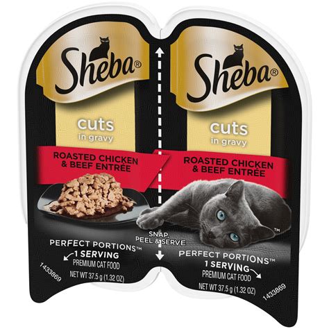 SHEBA Wet Cat Food Cuts in Gravy Roasted Chicken & Beef Entrée 2 ct 2.6 ...