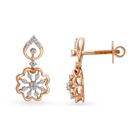 Simple Floral Diamond Drop Earrings