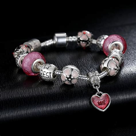 Pandora Bracelet with Charms/ Flower Heart Charm Bracelets & | Etsy