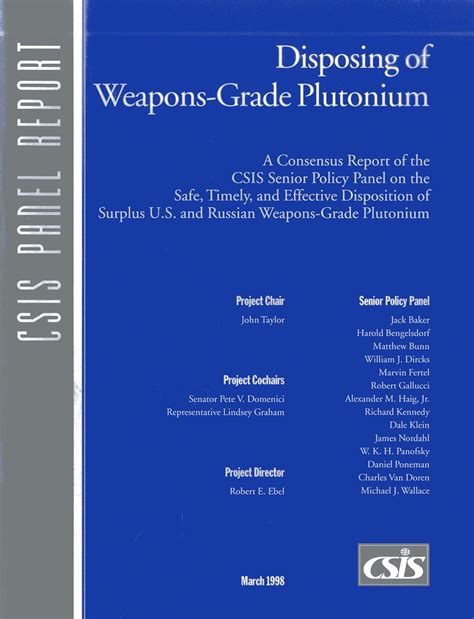 Buy Disposing of Weapons-Grade Plutonium (CSIS Reports) Book Online at ...