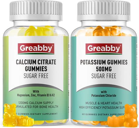 Amazon.com: Potassium Gummies & Calcium Citrate Gummies, Sugar-Free ...
