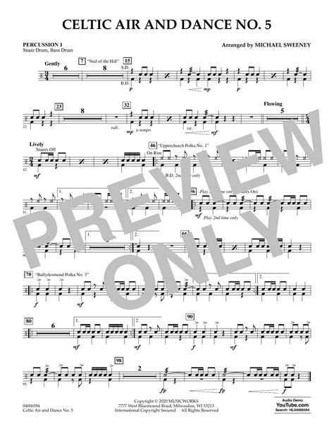 Celtic Air and Dance No. 5 - Percussion 1 by Michael Sweeney Sheet ...