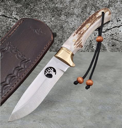 Handmade Deer Antler Hunting Knife, Engraved Blade, Gift Box, - Etsy