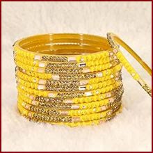Buy LAVAZZA Premium Glass Bangles Set with Golden Diamond Stone, Beads ...
