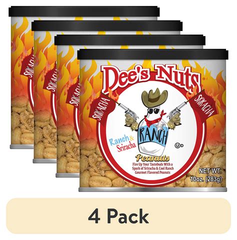 (4 pack) Dee's Nuts Peanuts, Ranch & Sriracha, 10 oz Canister - Walmart.com