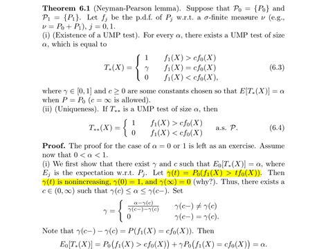 hypothesis testing - Question on a proof of the Neyman-Pearson lemma ...