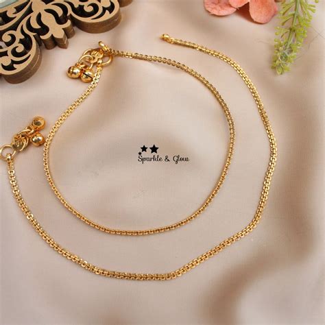 Classic Gold Plated Anklets - Box Chain (Pair) – Sparkle and Glow