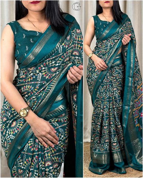 Soft Cotton Denting Kalamkari Saree with Zari Border & Printed Blouse ...