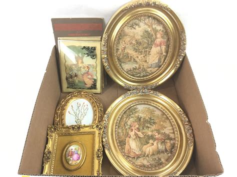 Lot - Bubble Glass Frames, Needlepoint Art & More