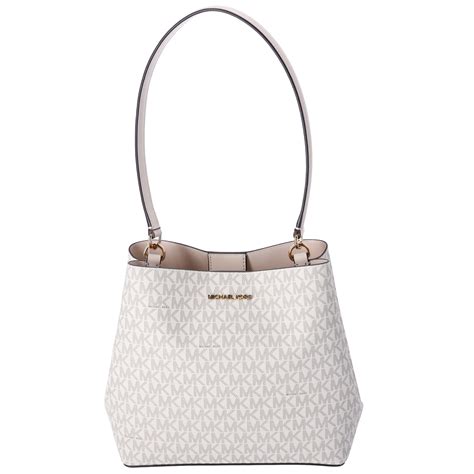 Michael Kors Pratt Medium Shoulder Bucket Bag Signature Logo Light ...