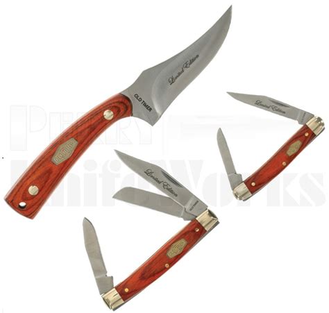 Old Timer 3-Piece Knife Combo Sharpfinger Set Rosewood Limited Ed.
