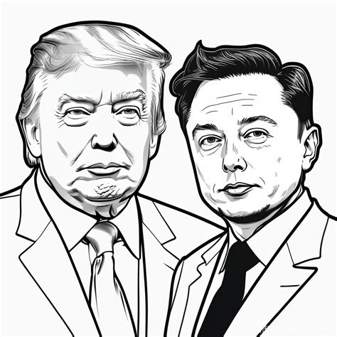 Donald Trump and Elon Musk Cartoon Portraits | Stable Diffusion Online