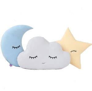 Crazy Corner Cute Star Moon Cloud Pillows - Velvet Plush Cushions (Set ...