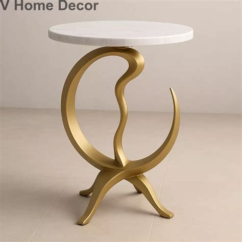Nataraja Chandra Side Table (15” Marble Top) – Cosmic Dance Pedestal i ...