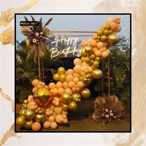 Wanna Party HaPPy Birthday Rectangular Frame with Balloons & Flower