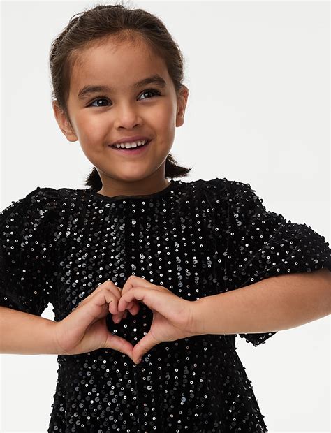 Buy Velvet Sequin Dress (2-8 Yrs) at Marks & Spencer