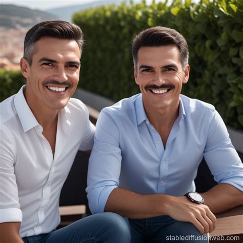 Two Spanish Politicians Smiling on a Terrace | Stable Diffusion Online