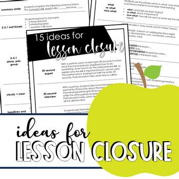Image result for Lesson Closure