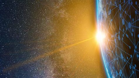 Wallpaper planet, starry sky, light, rays, shine, network hd, picture ...