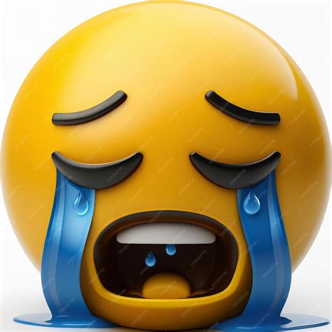 D Sad Emoji Crying Tears Yellow Face Blue Tears Emoji Expression ...