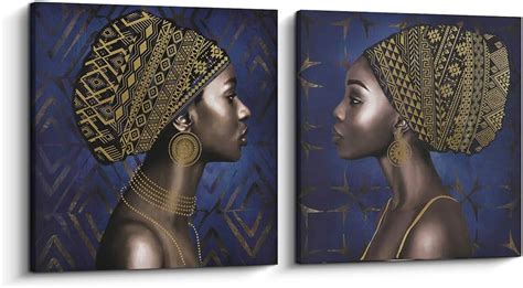 Buy Pigort Large Gold and Purple Canvas Wall Art Set, Woman Portrait ...