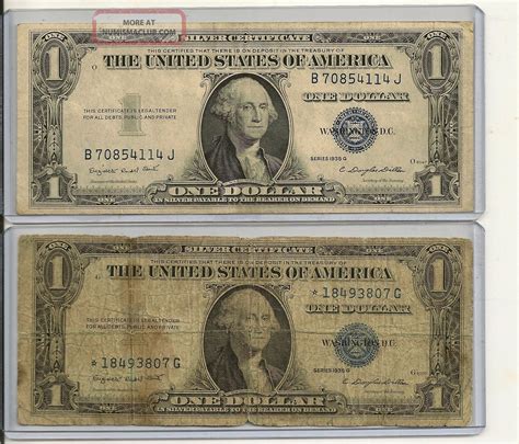 1935 $1 Silver Certificate Star Note W/ 1935 $1 Silver Cert U Get Both ...