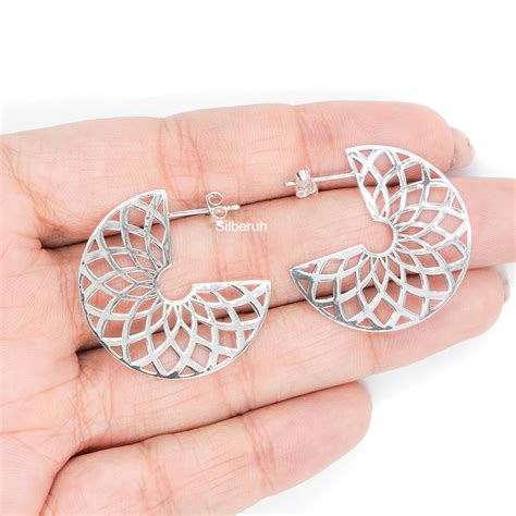 Half Moon Jali Silver Earring – SILBERUH