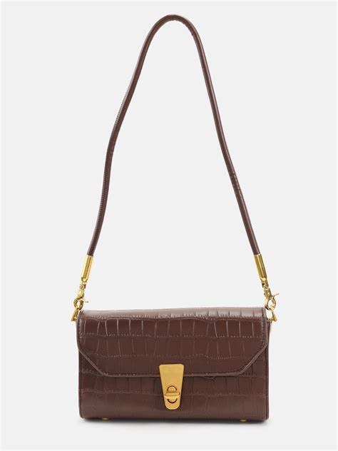 Buy Rectangular Sling Bag Has Structured Flap Style 124697DRKBRWNA – KAZO