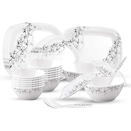 Milton Lissome Round Melamine Dinner Set of 31 Pcs, Crystal, Ivory ...