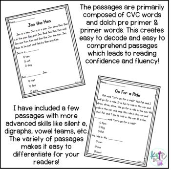 Short Fluency and Comprehension passages! by Kate in K | TPT