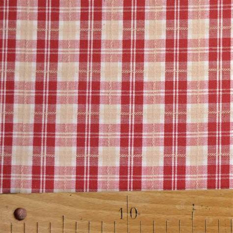Coupon de 45 cm de toile coton carreaux rouge et écru | tissu ...