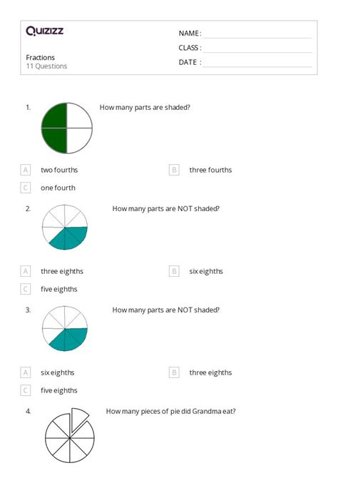50+ Fractions worksheets for 2nd Class on Quizizz | Free & Printable