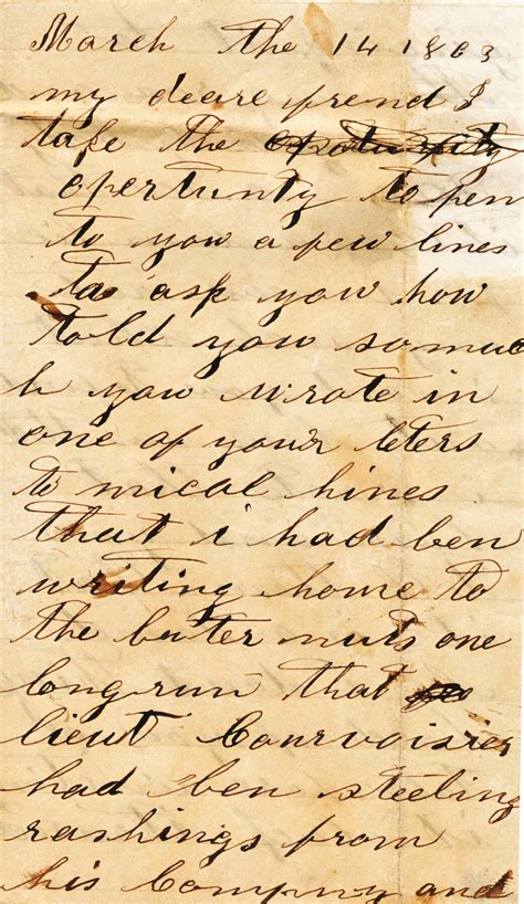 Civil War Soldier Letter to Ebenezer Hafford re Lieutenant Courvoisier ...