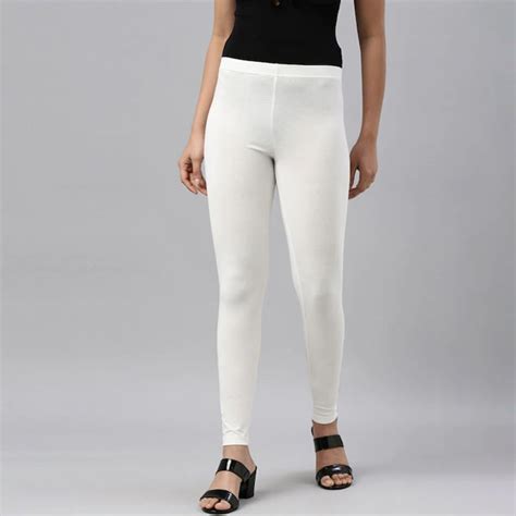 Women Cream-Coloured Solid Ankle-Length Leggings