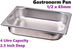 AIMERS Stainless Steel Gn Pan 1/2x 65mm- Depth(2.5"), Gastronorm Pan NA ...