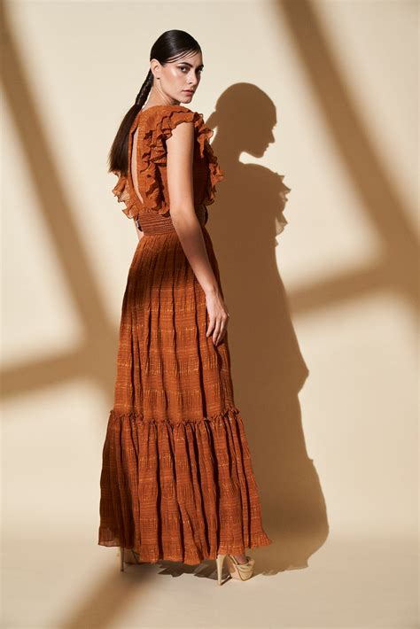Mustard-Gold Woven Zari Maxi Dress – Nikita Mhaisalkar
