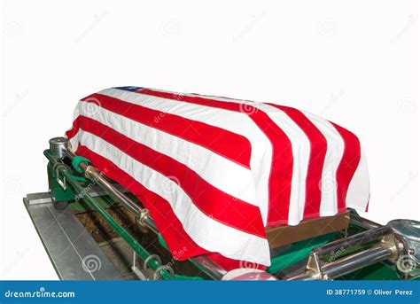 Us Flag Draped Casket