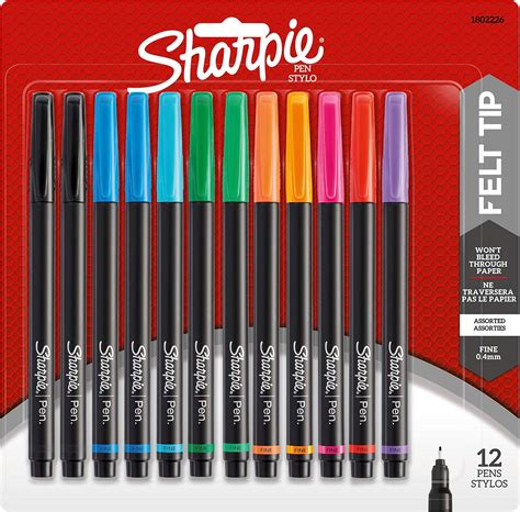 Sanford Sharpie Fine Point Pen Stylo, Assorted Colors, 12-Pack : Amazon ...