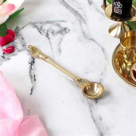 Buy Handmade Pooja Aachmani Brass Spoon Online On Zwende
