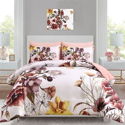 Amazon.com: Luxudecor Floral Comforter Set King Size 7 Piece, Blush ...