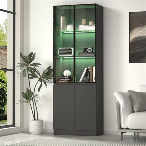 ZORPLIX Glass Display Cabinet with LED Lights, Display Case India | Ubuy