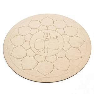 Wooden Mandala Crystal Grid Board, Round Meditation Mat, 8 inch ...