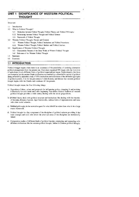 MPSE-003 E www - Political thought - UNIT 1 , SIGNIFICANCE OF WESTERN ...
