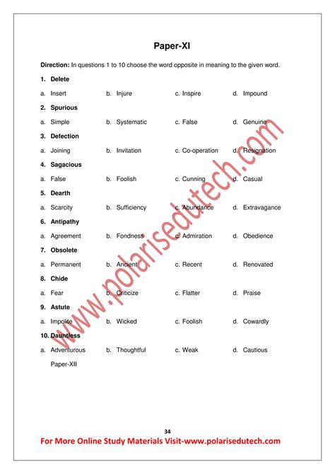 Antonyms-Study Materials for Bank,SSC exam | PDF