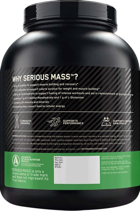 Buy OPTIMUM NUTRITION (ON) SERIOUS MASS HIGH PROTEIN HIGH CALORIE ...