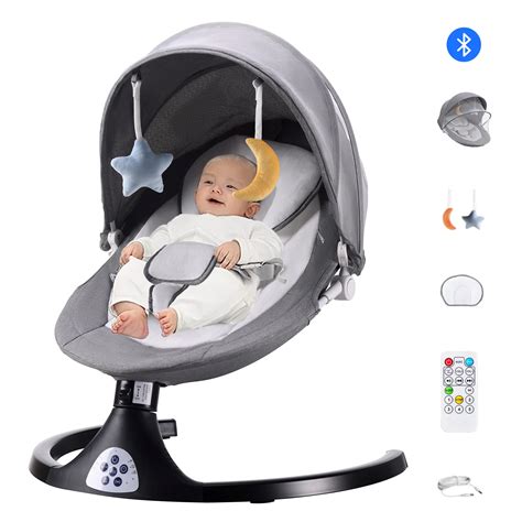 Hurber Electric Baby Swing, Infant Bouncer Chair with Remote Control ...